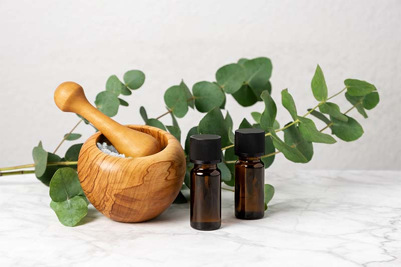 eucalyptus herbal bath salts in a bowl