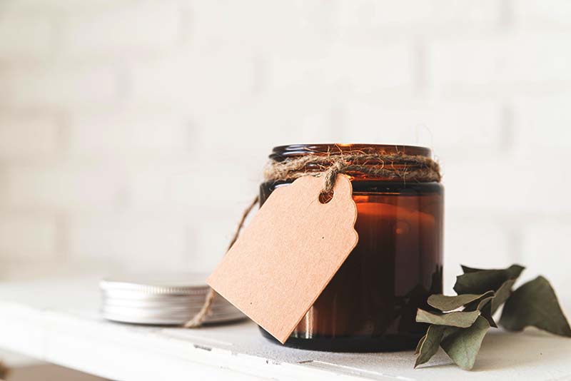 eucalyptus herbal candle in a jar