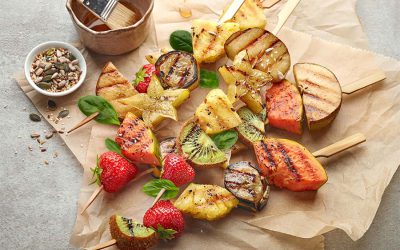 Grilled Fruit Kebabs with Basil