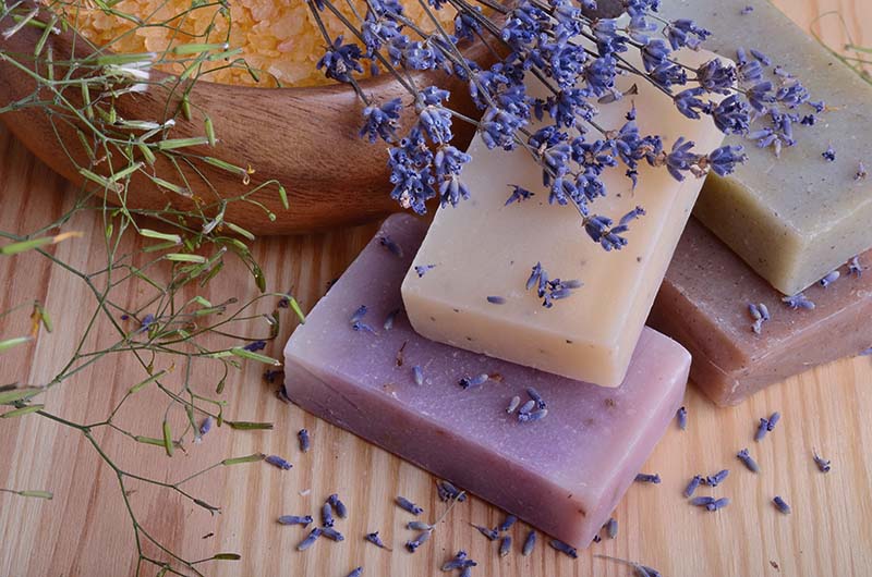 bars of handmade herbal soap
